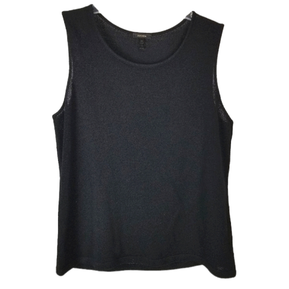 Escada Womens XXL Sleeveless Tank Top Sweater Wool Viscose Black EU 46 Size 16